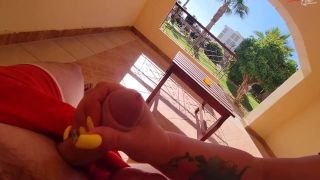 Fat Stepmom Jerked Off Right On The Terrace And Was Awarded With A Creampie Bareback - 1